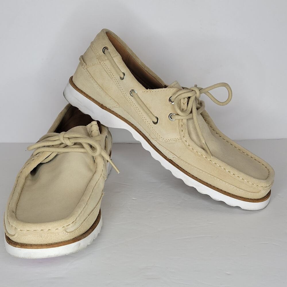 CLARKS Durleigh Suede Sail Boat Shoe Men's sz 11.5M Beige